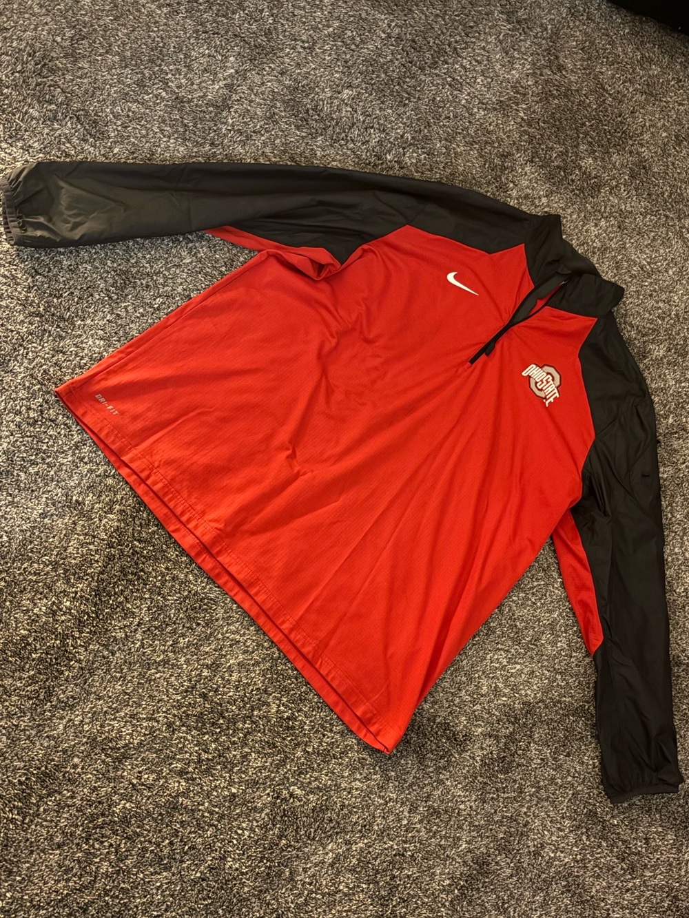 Nike Ohio state Red and Black Pullover Quarter-Zip with Team Logo